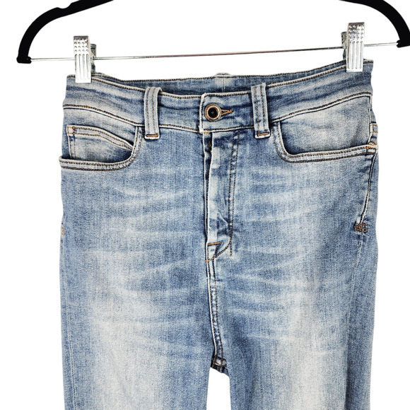 Ben Taverniti Unravel Project Skinny Jean 24 Women Lt Blue Button Fly High Rise - Picture 9 of 13